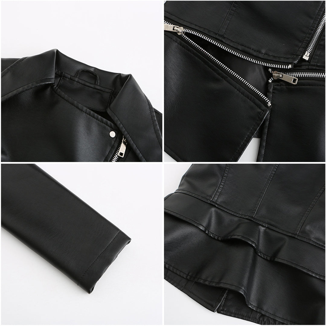 Elegante Damen Leder Bikerjacke – Leichte, stylische Kurzjacke für den Frühling