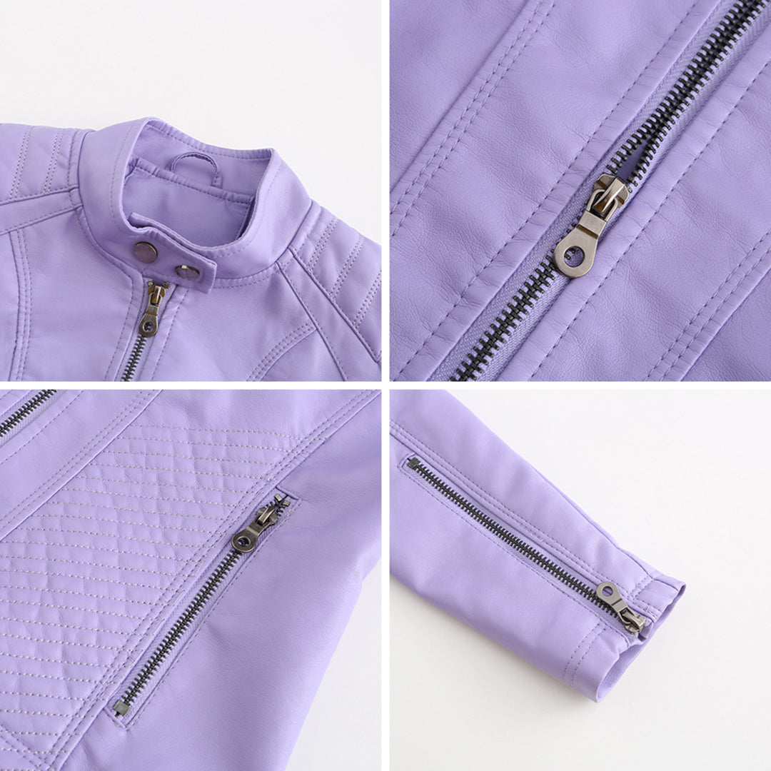 Elegante taillierte Damen Lederjacke für den Frühling – stilvolle Bikerjacke