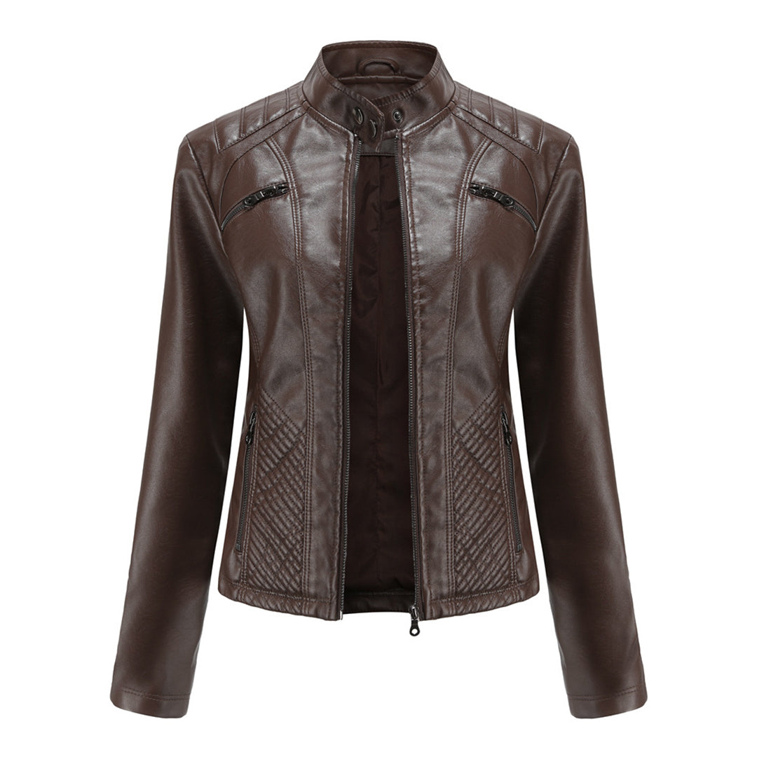 Elegante taillierte Damen Lederjacke für den Frühling – stilvolle Bikerjacke
