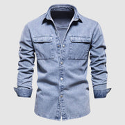Contemporary Men's Denim Shirt with Chest Pockets