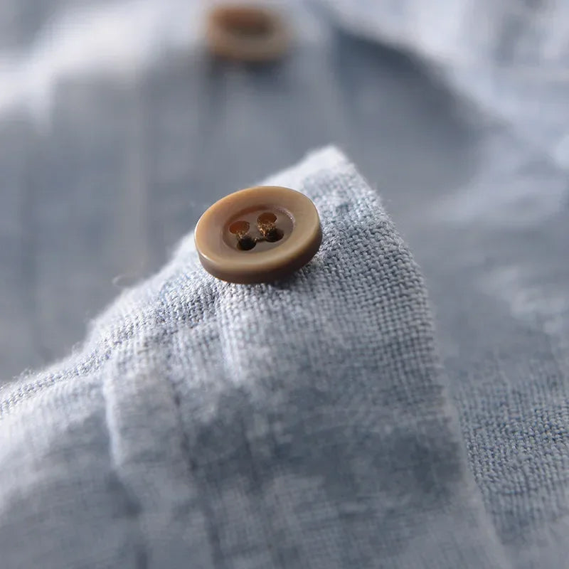 Herren Leinenhemd - Leicht und Atmungsaktiv - Kurzarm im Lässigen Stil mit Knopfdetails