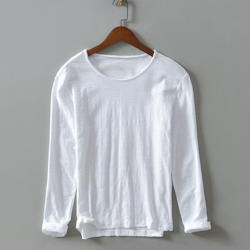 Men's 100% Cotton Long Sleeve Relaxed Fit Shirt - Casual Round Neck Style
