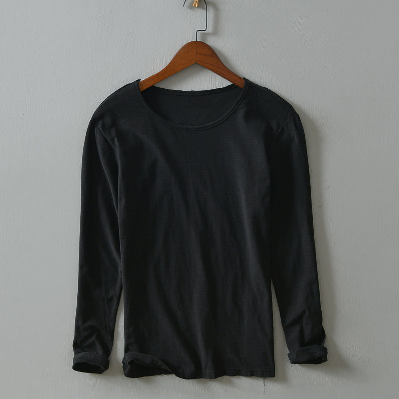 Men's 100% Cotton Long Sleeve Relaxed Fit Shirt - Casual Round Neck Style