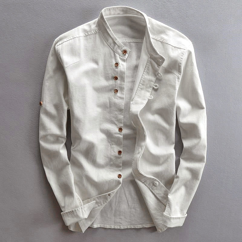Herren Slim Fit Hemd mit Knopf - Mandarinenfarbe - Lange Ärmel für eleganten und lässigen Stil