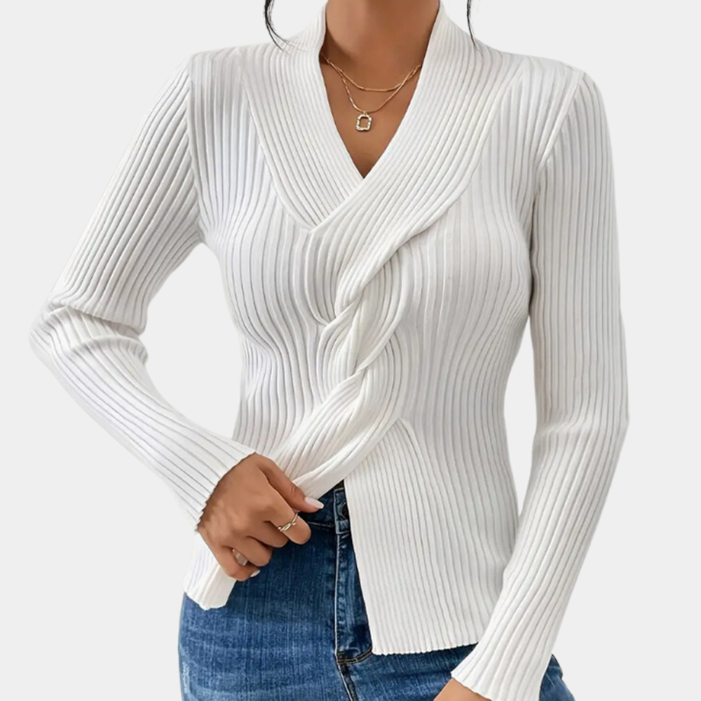 Maelle - Eleganter V-Ausschnitt Strickpullover für Damen