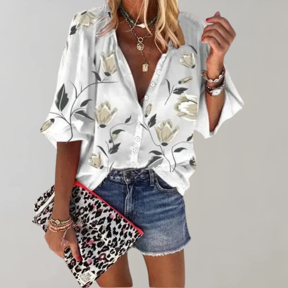 Elara - Blütenmuster Sommeroberteil für einen eleganten Look