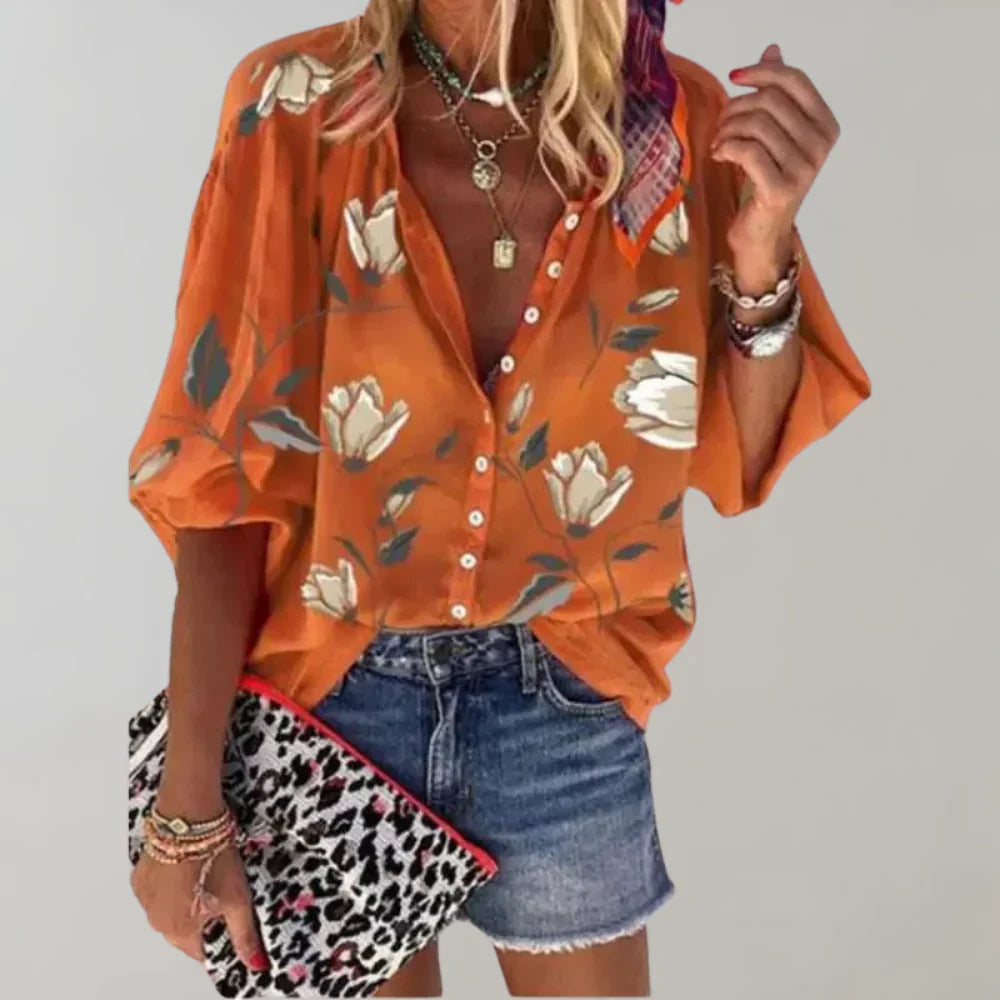 Elara - Blütenmuster Sommeroberteil für einen eleganten Look