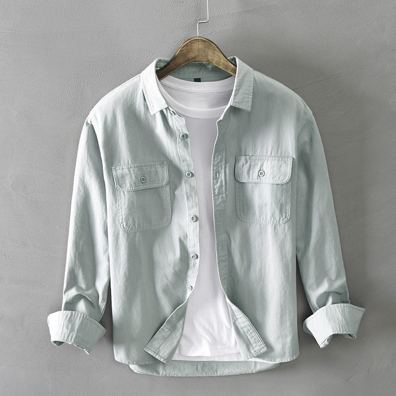 Camiseta casual de algodón de manga larga para hombres