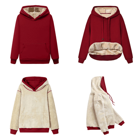 Übergrößen Damen Fleece Hoodie für Herbst und Winter, kuschelig gefüttert
