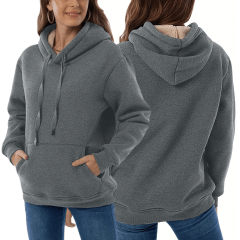Übergrößen Damen Fleece Hoodie für Herbst und Winter, kuschelig gefüttert