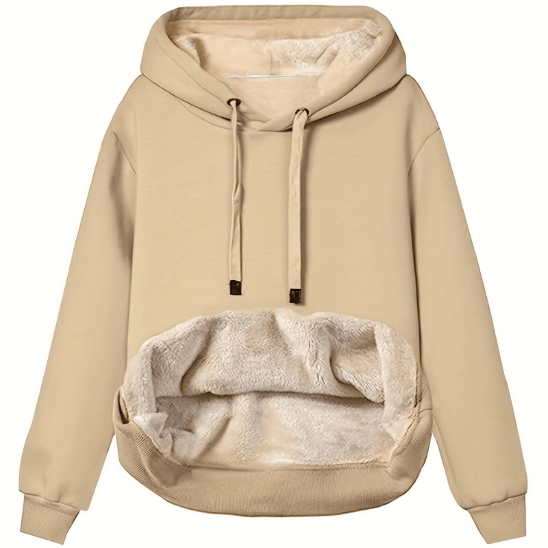 Übergrößen Damen Fleece Hoodie für Herbst und Winter, kuschelig gefüttert