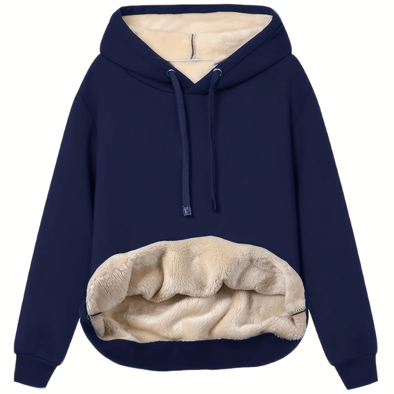 Übergrößen Damen Fleece Hoodie für Herbst und Winter, kuschelig gefüttert