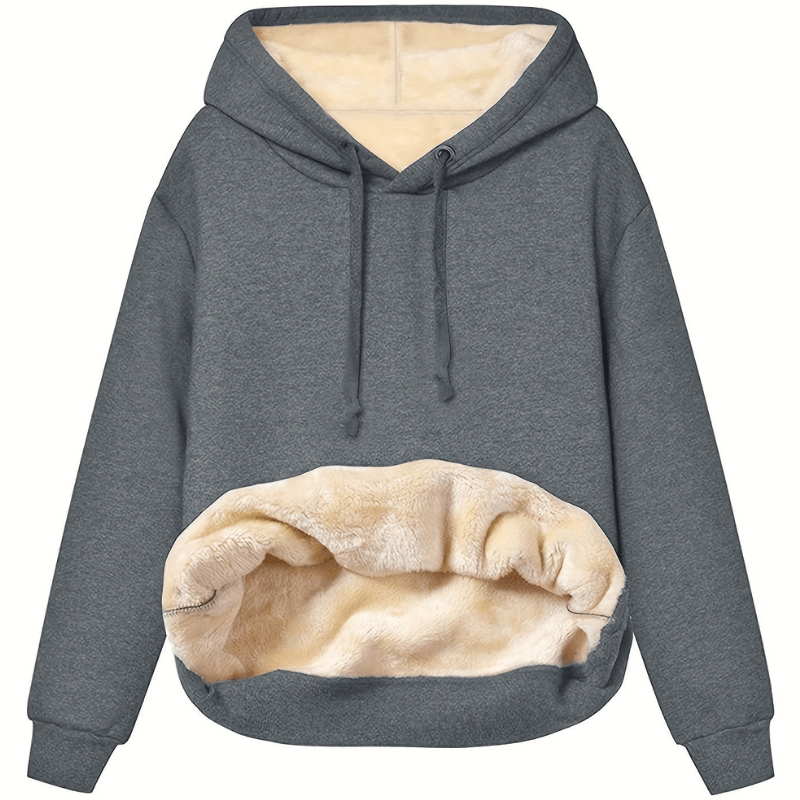 Übergrößen Damen Fleece Hoodie für Herbst und Winter, kuschelig gefüttert