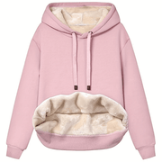 Übergrößen Damen Fleece Hoodie für Herbst und Winter, kuschelig gefüttert