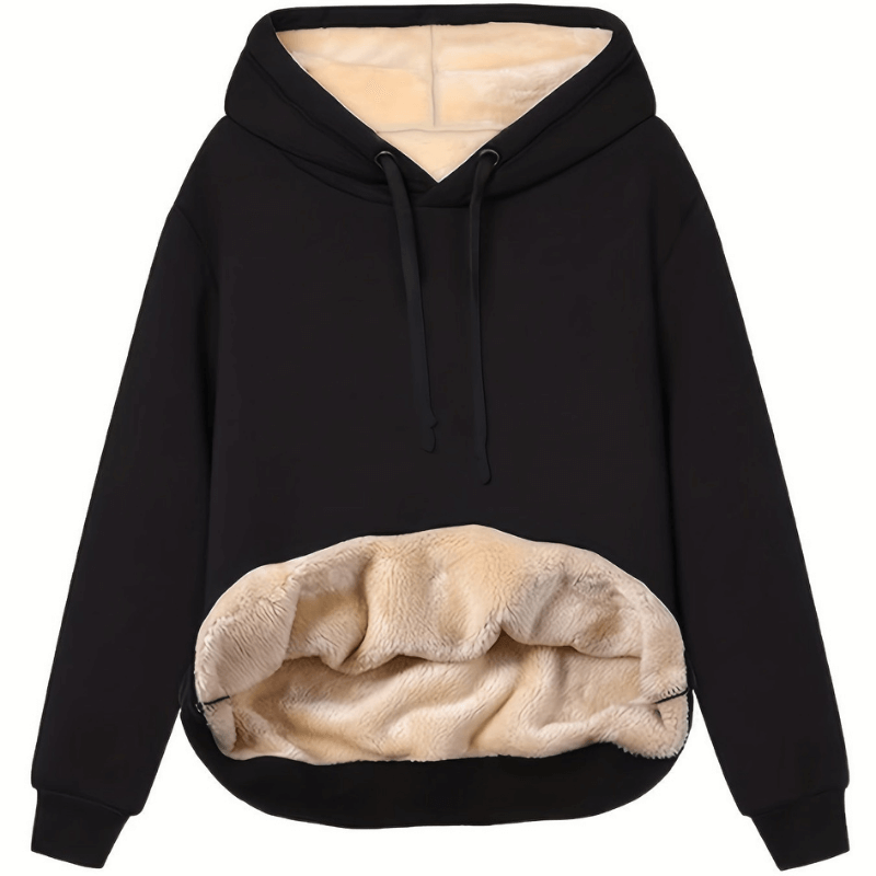 Übergrößen Damen Fleece Hoodie für Herbst und Winter, kuschelig gefüttert