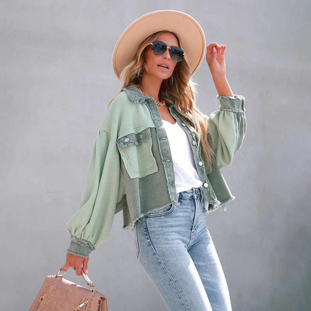Modische Damen Übergangsjacke aus leichter Baumwolle, oversized und lässig für den Frühling
