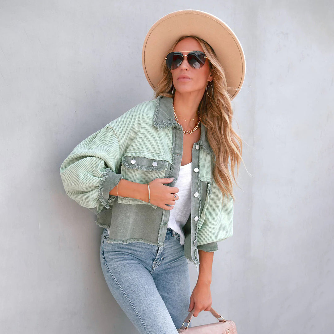 Modische Damen Übergangsjacke aus leichter Baumwolle, oversized und lässig für den Frühling