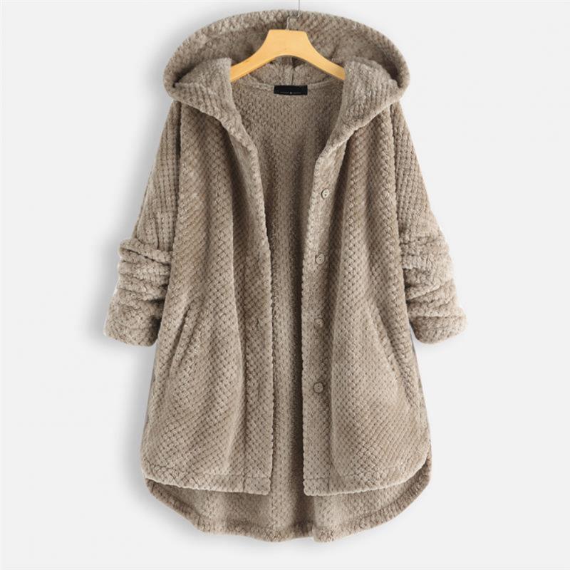 Damen Oversize Fleecejacke mit Kapuze – Warm und Lässig für Herbst und Winter