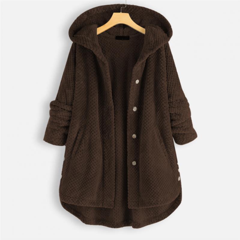 Damen Oversize Fleecejacke mit Kapuze – Warm und Lässig für Herbst und Winter