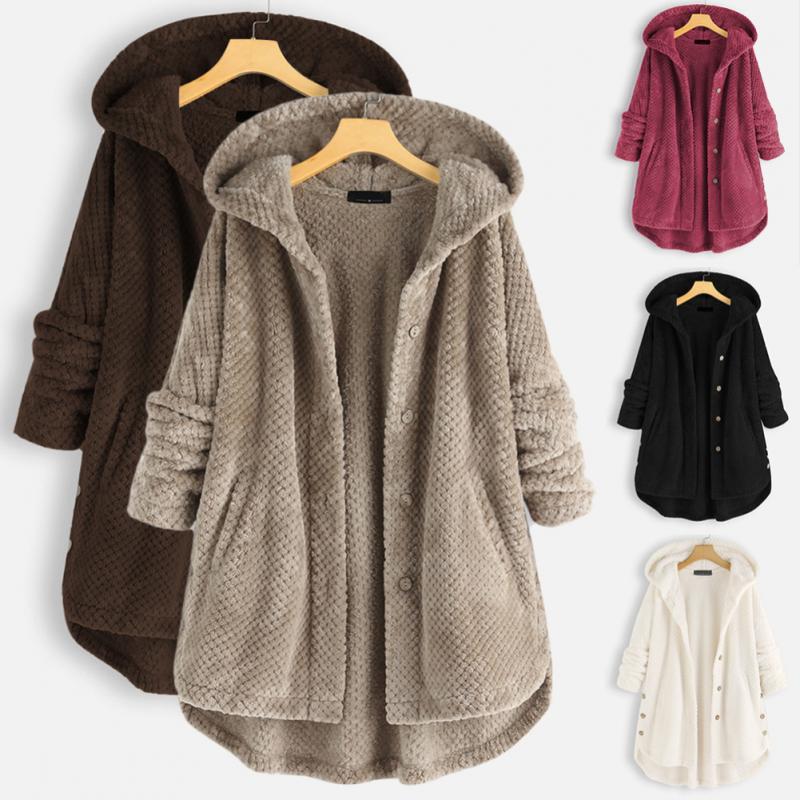 Damen Oversize Fleecejacke mit Kapuze – Warm und Lässig für Herbst und Winter