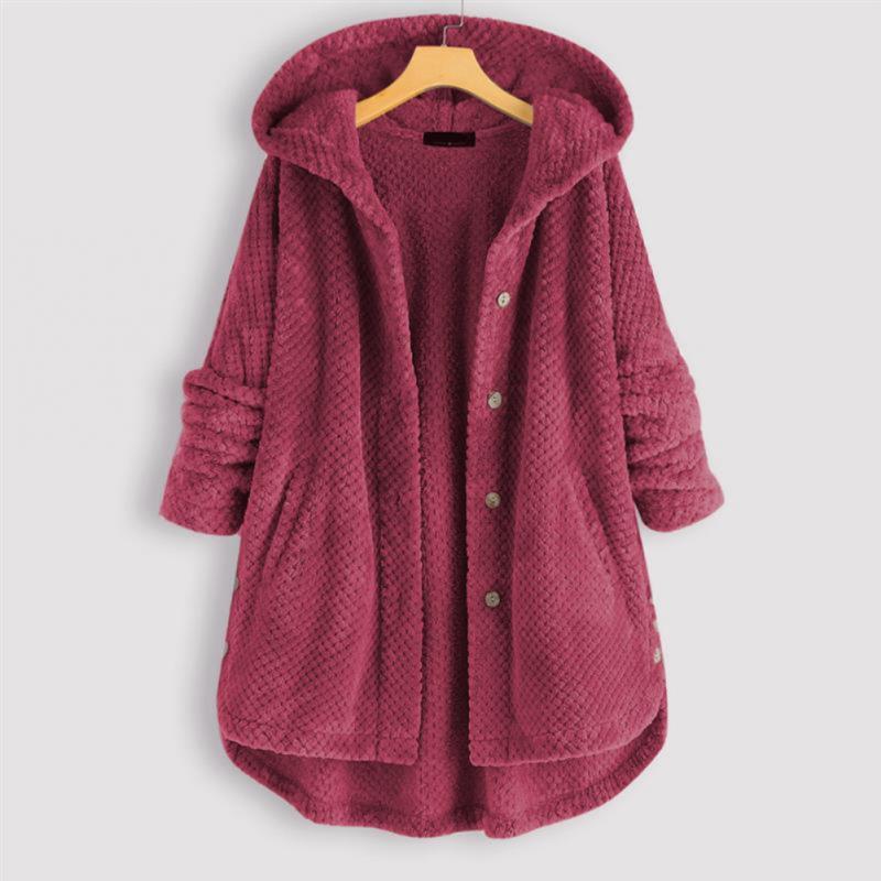 Damen Oversize Fleecejacke mit Kapuze – Warm und Lässig für Herbst und Winter