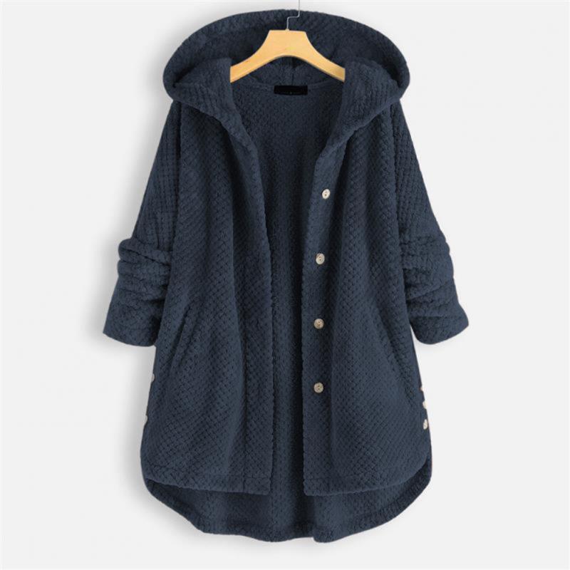 Damen Oversize Fleecejacke mit Kapuze – Warm und Lässig für Herbst und Winter