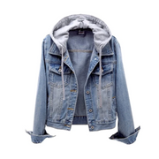 Leichte Damen-Jeansjacke aus Baumwolle mit Kapuze für den Frühling – Lässiger Denim-Stil