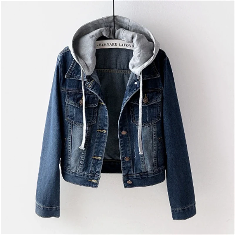 Leichte Damen-Jeansjacke aus Baumwolle mit Kapuze für den Frühling – Lässiger Denim-Stil