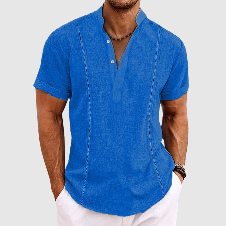 Men's Stylish Short Sleeve Shirt - Relaxed Fit with Button Closure and Breathable Fabric