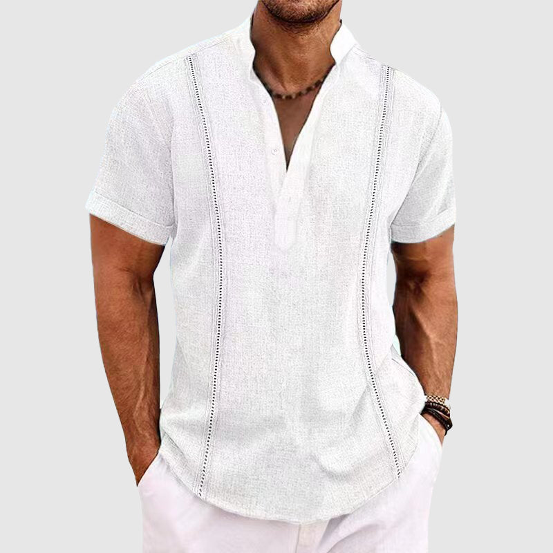 Men's Stylish Short Sleeve Shirt - Relaxed Fit with Button Closure and Breathable Fabric