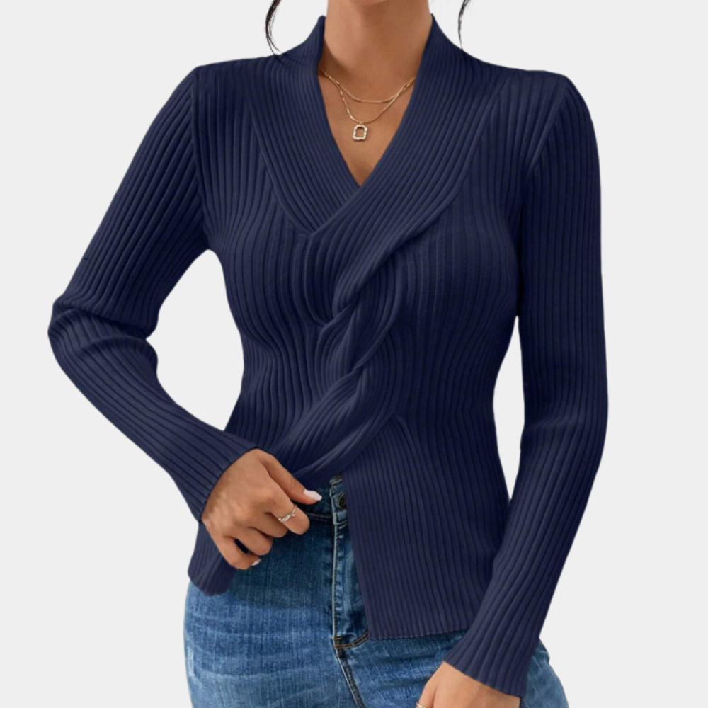 Maelle - Eleganter V-Ausschnitt Strickpullover für Damen