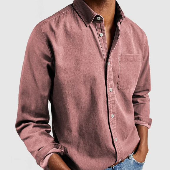 Men's Casual Denim Button-Up Shirt – Perfect for Work and Daily Wear