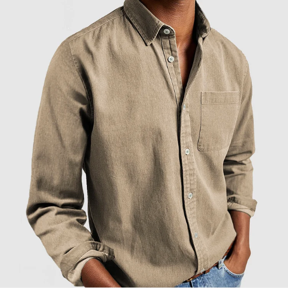 Men's Casual Denim Button-Up Shirt – Perfect for Work and Daily Wear