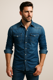 Herren Denim-Casual Hemd – Ideal für Arbeit und Alltag