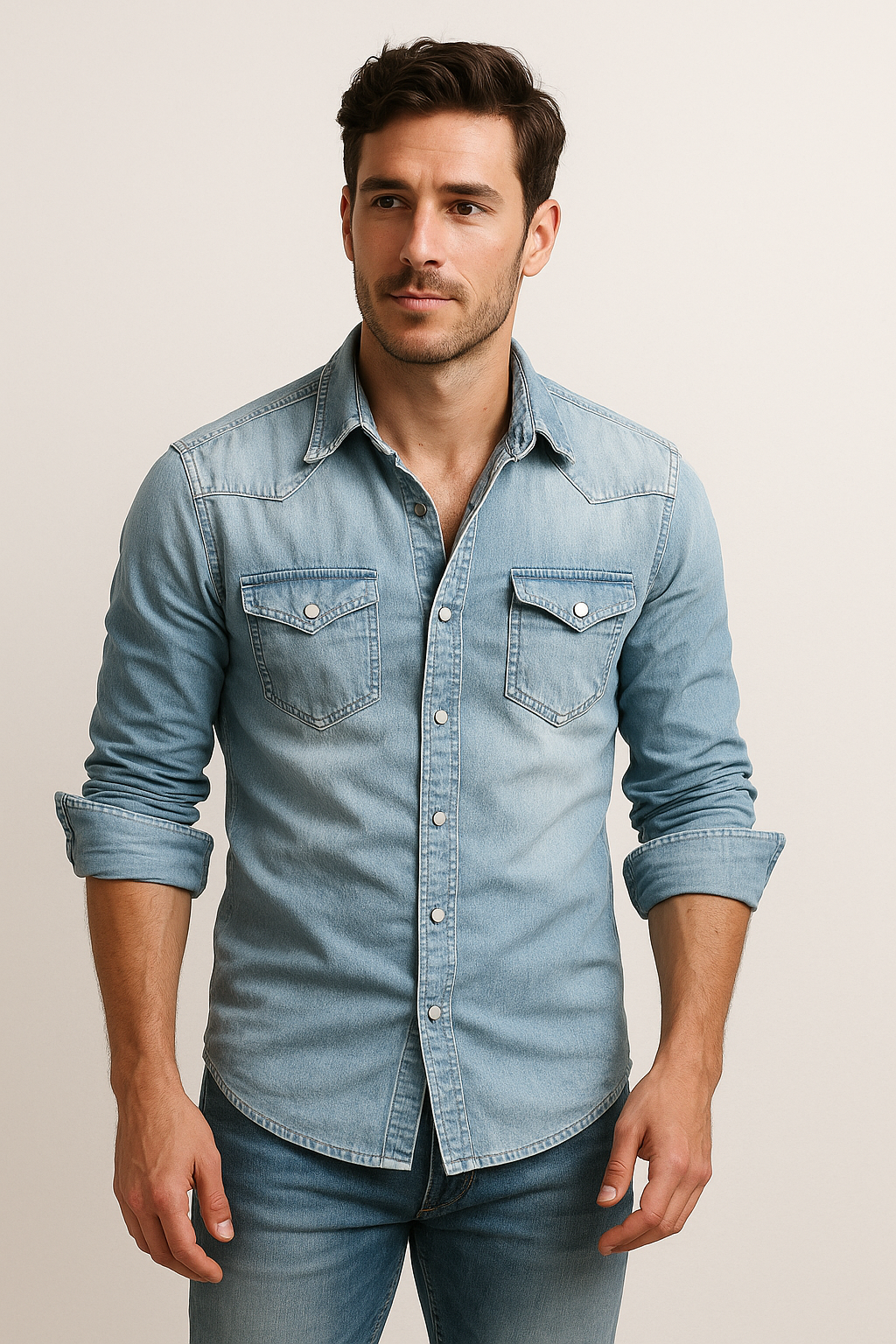 Men's Casual Denim Shirt – Perfect for Work and Everyday Wear