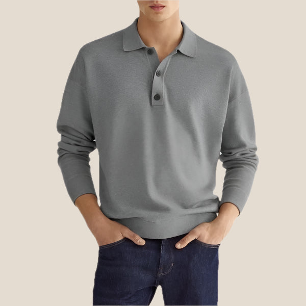 Men's Classic Fit Polo Shirt - Cotton Stretch Blend with Split Shoulder Design