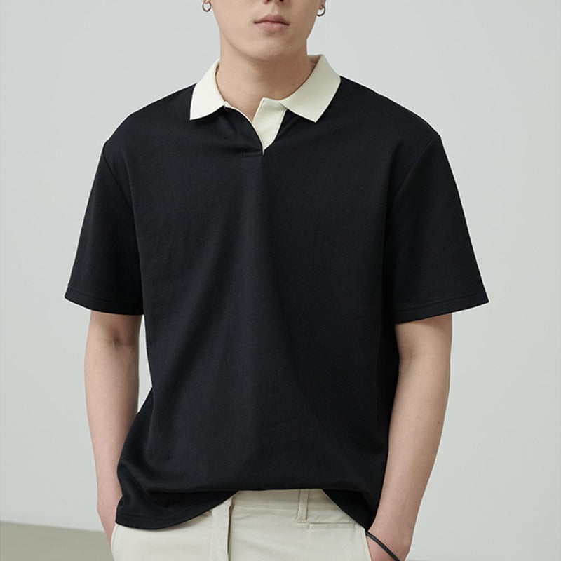 Męska klasyczna koszulka polo - przewiewny i komfortowy materiał - regularny krój - krótki rękaw - stylowy, minimalistyczny design