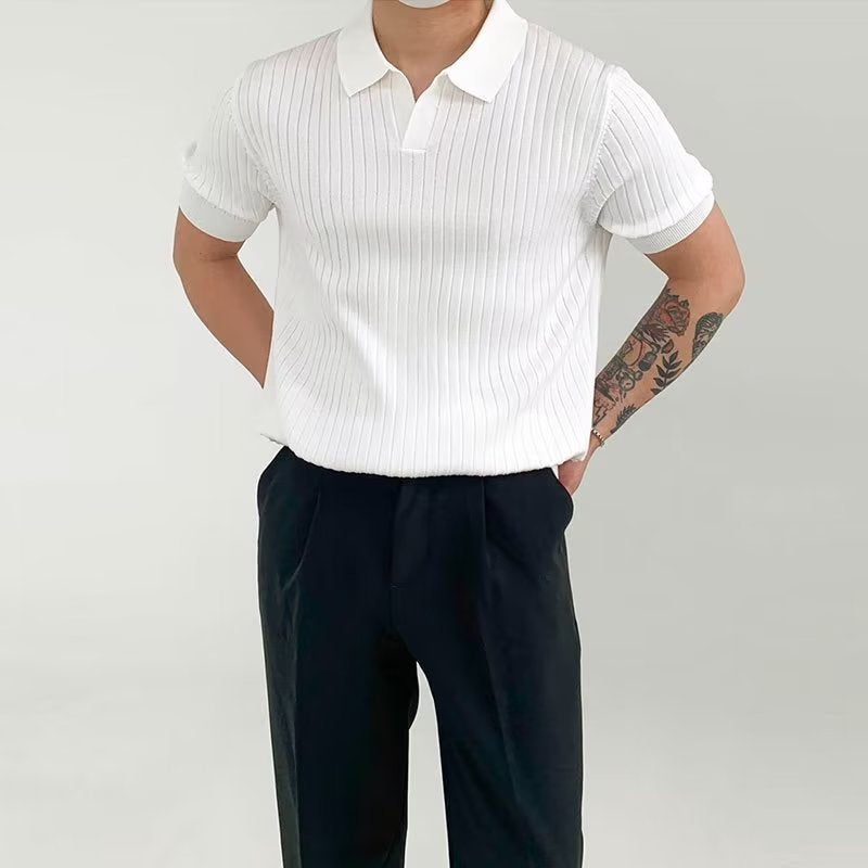 Polo Uomo in Cotone a Costine - Fit Standard - Manica Corta, Ideale per un Look Casual