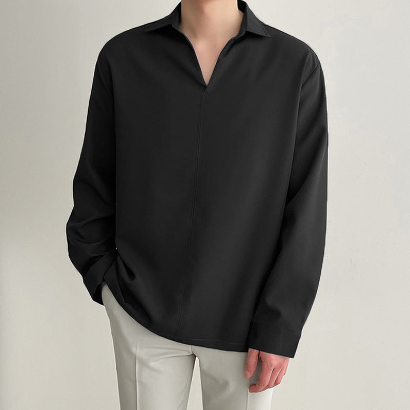 Koszulka Pullover Męska - Casual Fit - Dekolt w Serek - Lekki i Oddychający Materiał