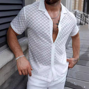 Men's Soft Fabric Shirt with Buttoned Neckline, Pleated Details, and Cuffs - Ideal for Any Occasion