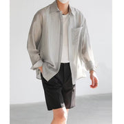 Men's Lightweight Cotton Long Sleeve Button-Up Shirt - Relaxed Fit Casual Style