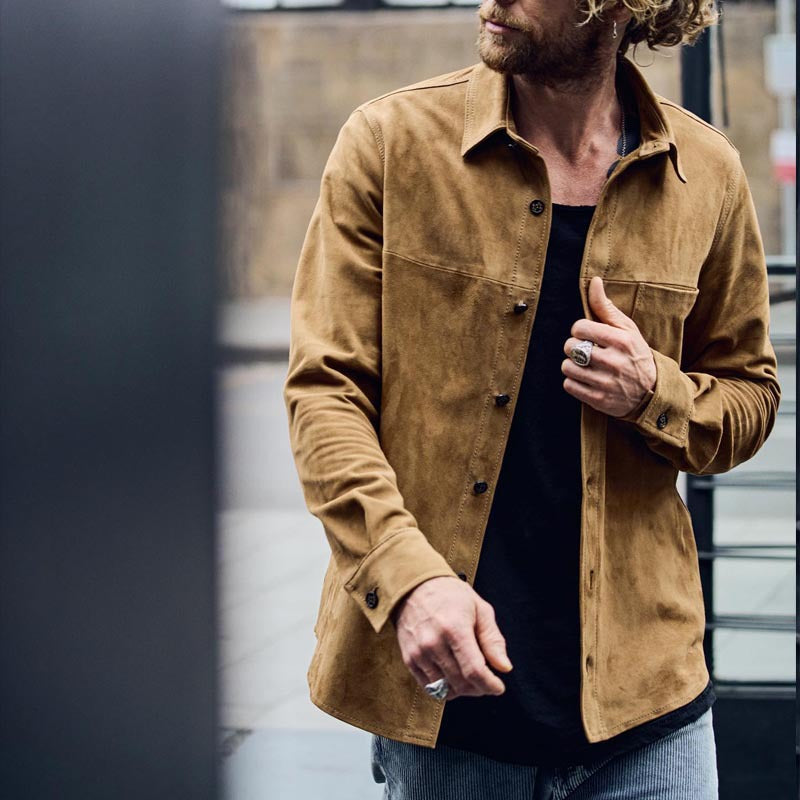 Camiseta Casual para Hombre - Algodón Cepillado - Corte Relajado - Manga Larga con Diseño Retro