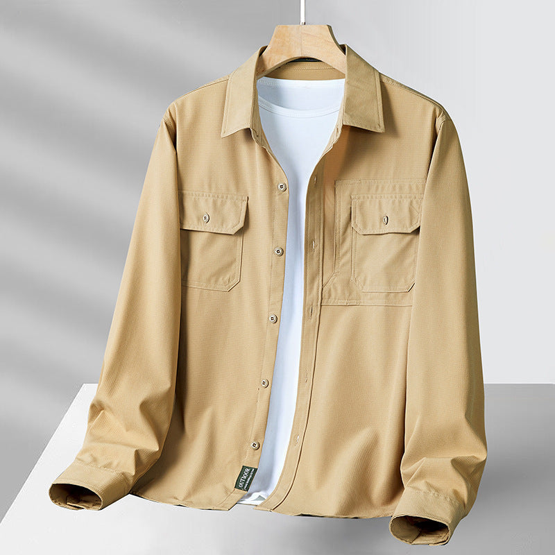 Camisa de hombre de manga larga - Corte relajado - Con botones y bolsillos funcionales - Ligera y transpirable