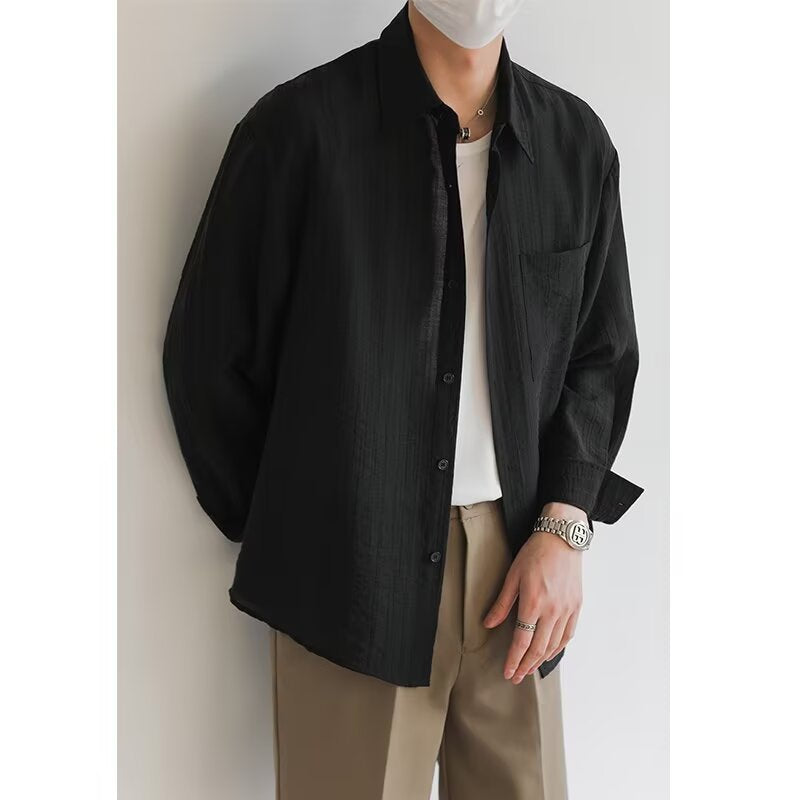Camisa de manga larga para hombre - Algodón ligero - Corte relajado - Estilo casual con botones