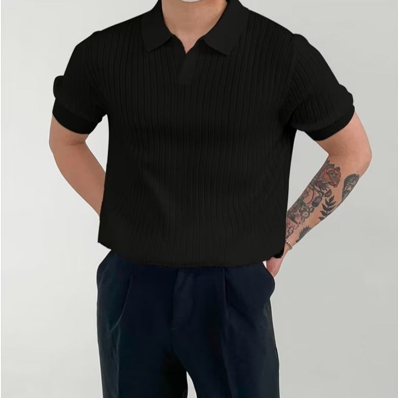 Polo Uomo in Cotone a Costine - Fit Standard - Manica Corta, Ideale per un Look Casual