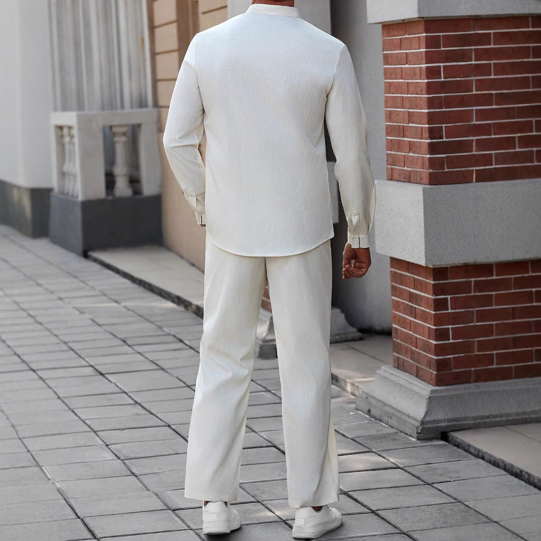 Męska koszula Henley w stylu casual - bawełna i len z eleganckim sznurowaniem na piersi - komfortowy, luźny krój i elastyczny kołnierzyk
