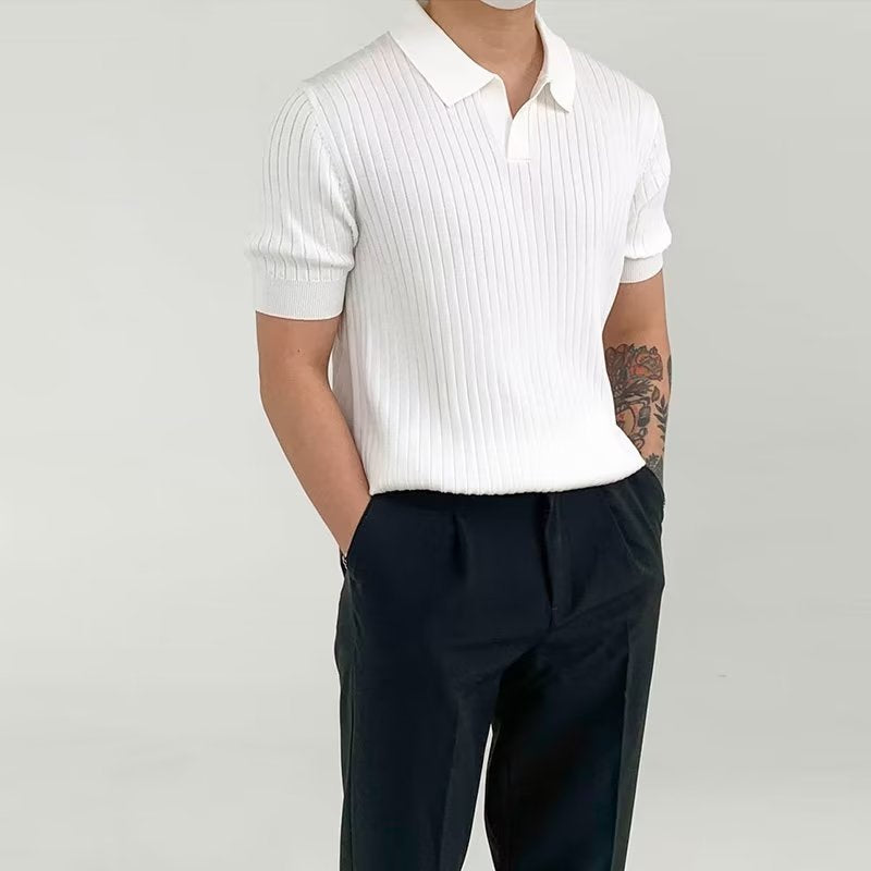 Polo Uomo in Cotone a Costine - Fit Standard - Manica Corta, Ideale per un Look Casual