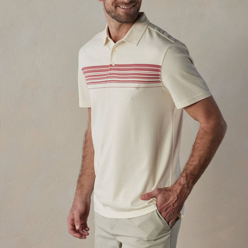 Modisches Slim Fit Herren Polo-Shirt aus Baumwollmischung mit V-Ausschnitt und trendigen Streifen für den Alltag