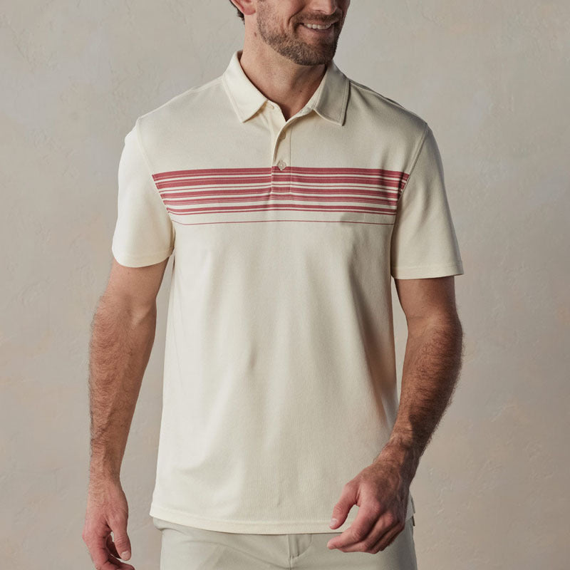 Elegancka męska koszulka polo Slim Fit z bawełnianej mieszanki, z dekoltem w szpic i stylowymi paskami – idealna na co dzień