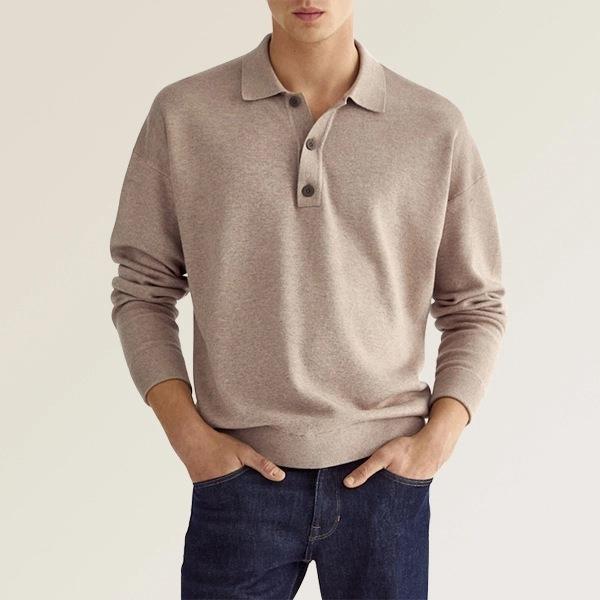 Men's Classic Fit Polo Shirt - Cotton Stretch Blend with Split Shoulder Design